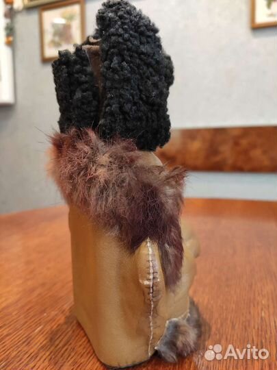 Бутылка подарок кожа мех ручная работа