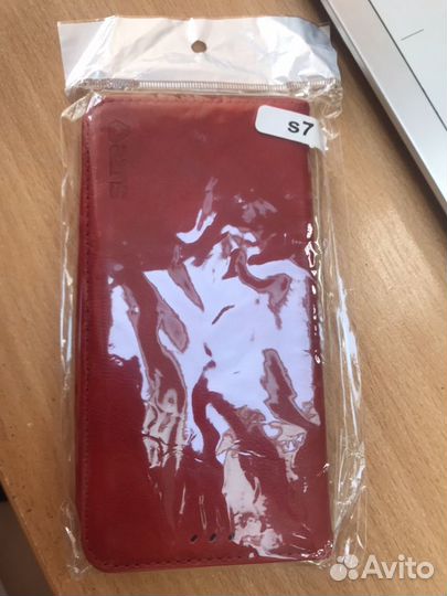 Чехол книжка для samsung s7 красный новый