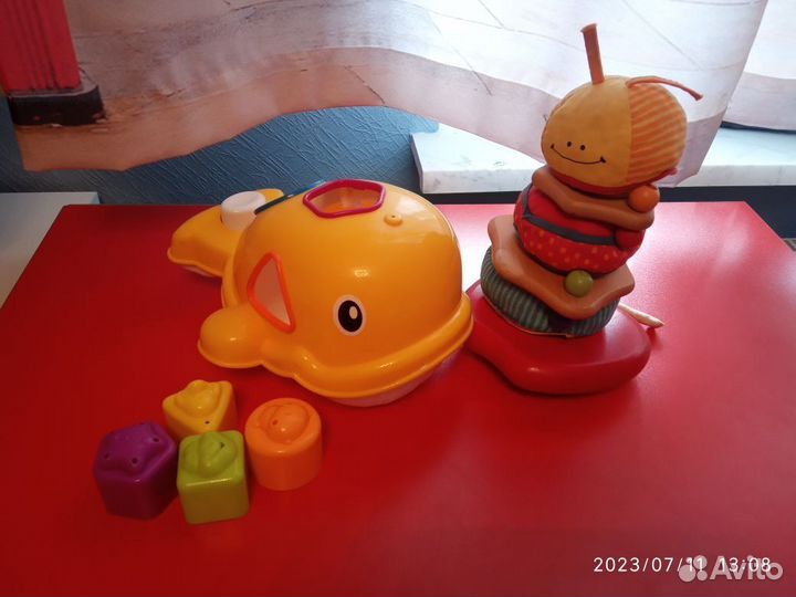 Игрушка сортёр + пирамидка на липучках