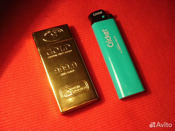 Золотой Слиток Золото Зажигалка 999 газовая US Зо