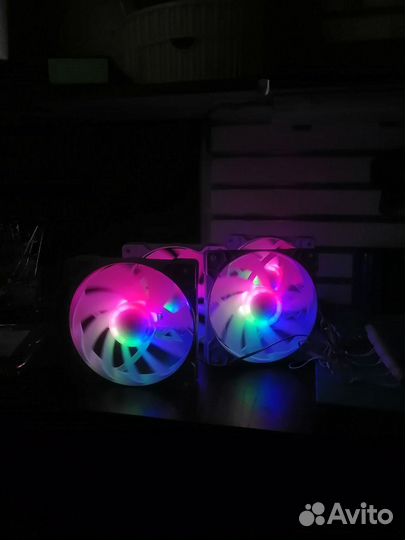 Кулер для пк, кулер в корпус белый RGB 4 шт. Новые