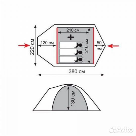 Палатка Camp 3 (зеленый) 