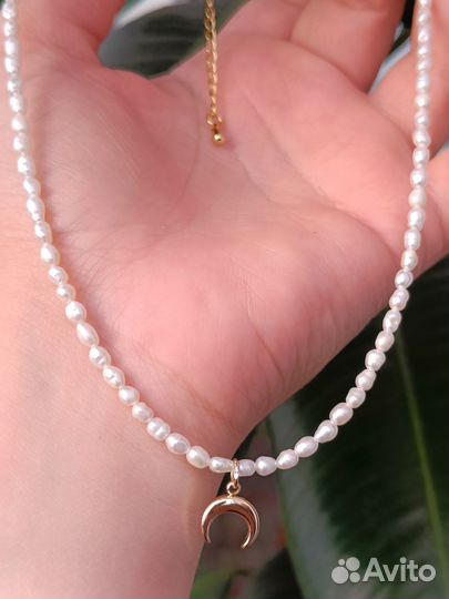 Чокер Жемчуг с лунницей