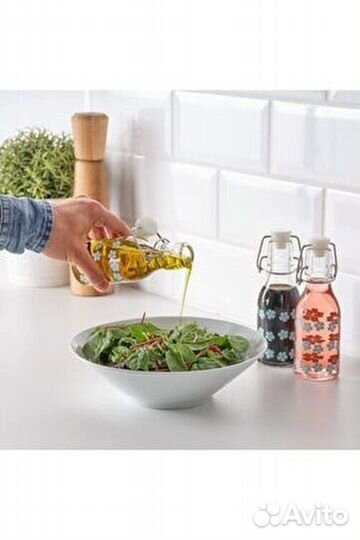 Набор 3шт стеклянных бутылок с пробкой 150мл IKEA