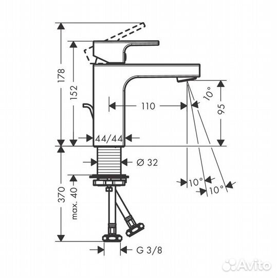 HG Vernis Shape Смеситель для раковины 100, с мет