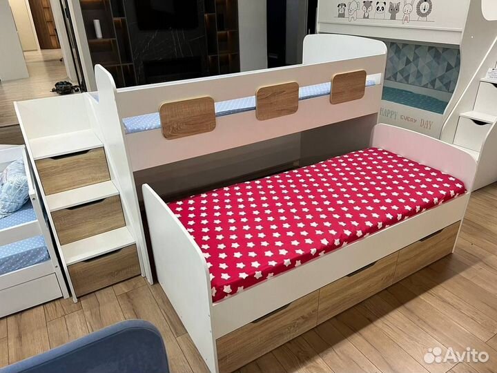Выдвижная кровать для двоих детей Gorodok