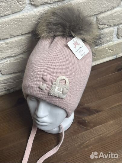 Шапка для девочек зимняя с помпоном