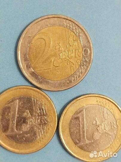 Монеты 2евра и 1 евро