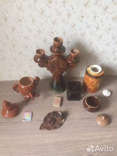 Керамика СССР : подсвечник, самовар, банка