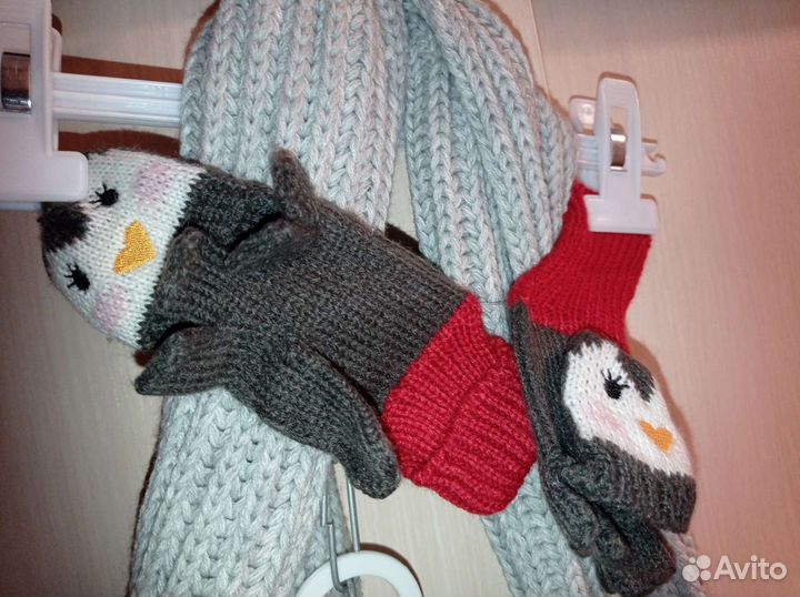 Новый комплект шарф+шапка+ перчатки/ варежки
