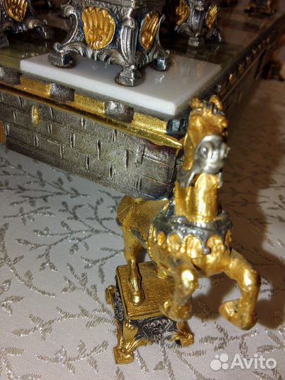 Шахматы Большие Золото Серебро Мрамор 52х52