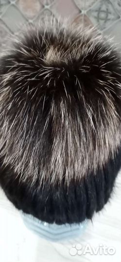 Шапка норковая вязаная женская