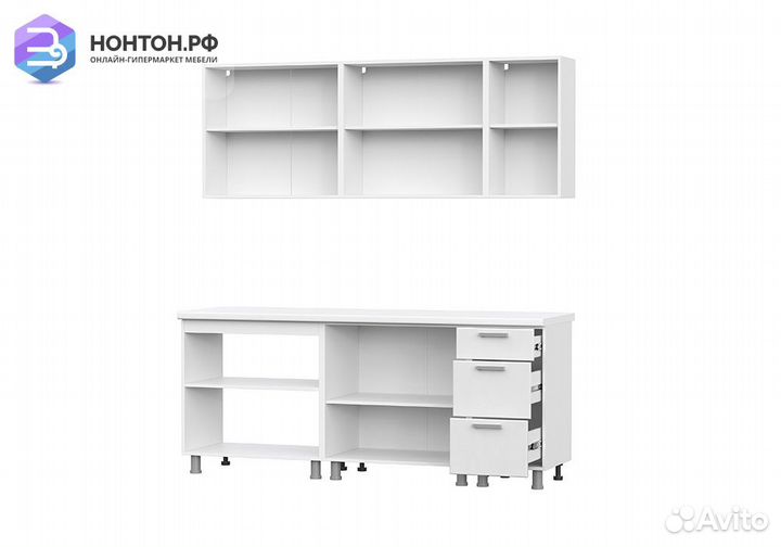 Кухня Эстель 2.0 м белый / белый глянец