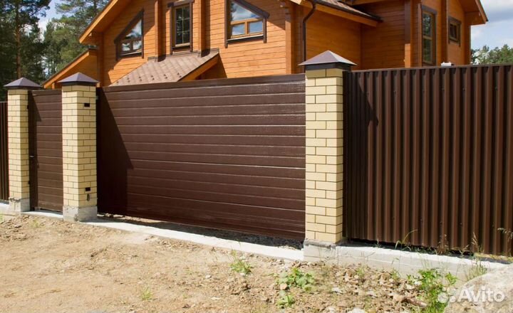 Откатные ворота на гараж профлист 0,7 м гарант