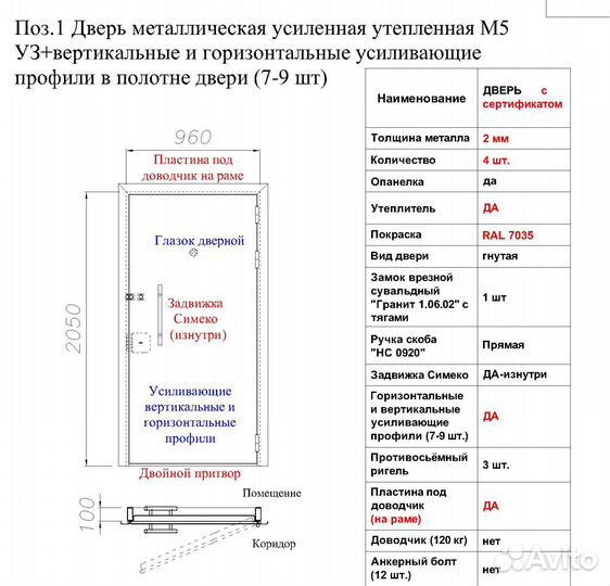Дверь входная утепленная взломостойкая М5