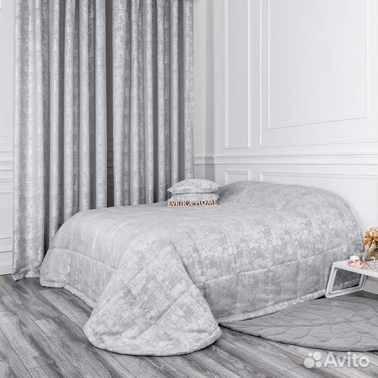 Мраморное покрывало Зарина стальной на диван