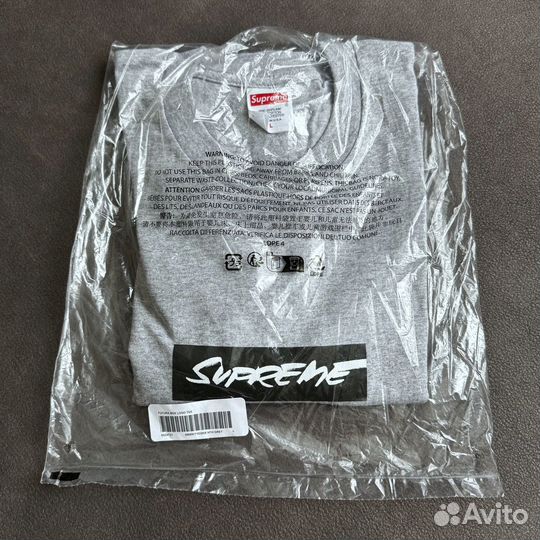 L Supreme x Futura Box Logo Tee Heather Grey