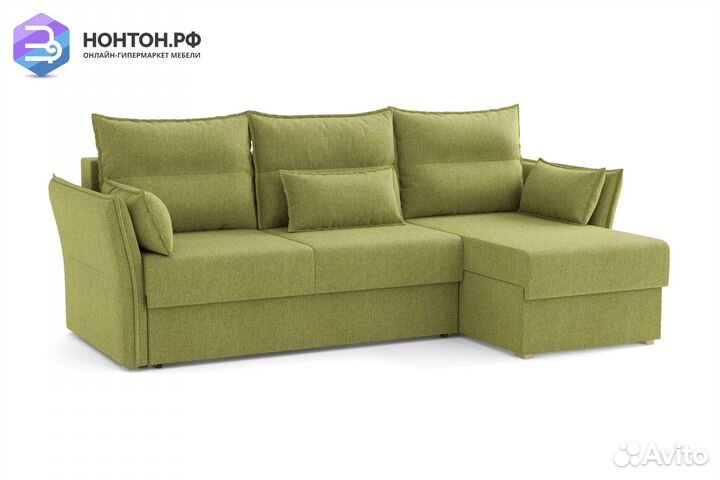 Диван угловой еврокнижка Бруклин зеленый