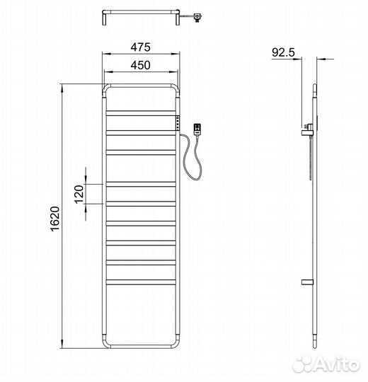 Полотенцесушитель электрический Wonzon & Woghand WW-A204-MB Черный матовый
