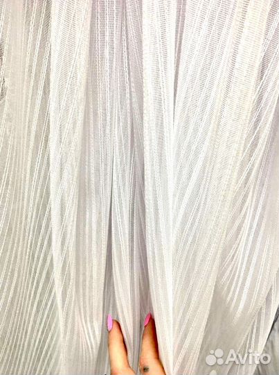 Тюль новый 4 и 5 метров полоска цвет айвори