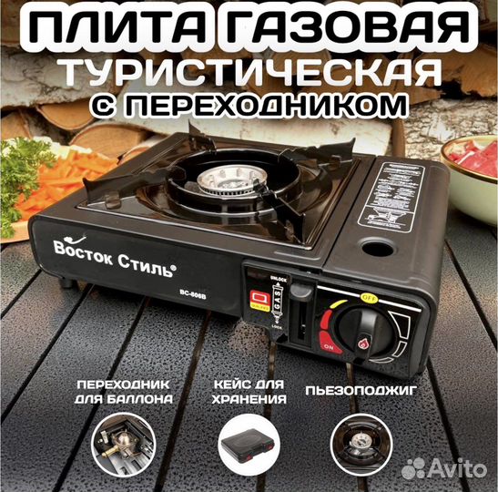 Плитка походная газовая туристическая с кейсом