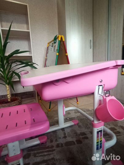 Растущая парта и стул (розовая)