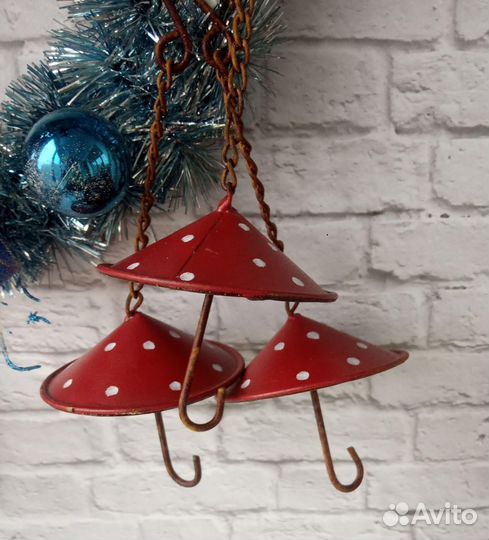 Декоративные крючки подвесные мухоморные зонтики