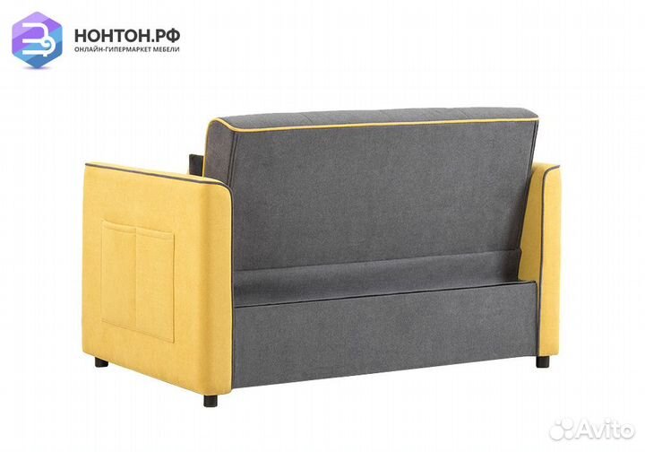 Диван дельфин Бакстер серый / горчичный