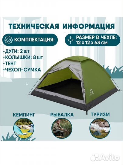 Трехместная палатка jungle camp Lite Dome 3