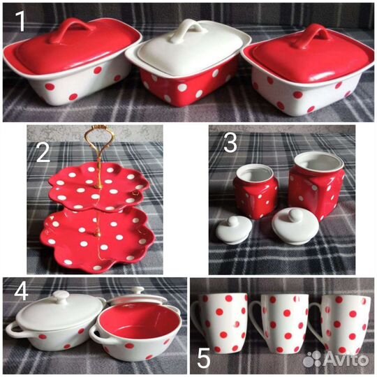 Посуда керамическая в горошек