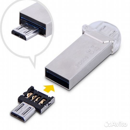 OTG адаптер для подключения флешки к телефону 2шт