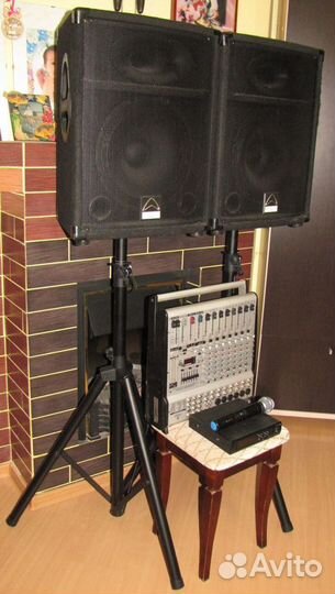 Колонки SVP 1200W Активный микшер Микрофон Штативы