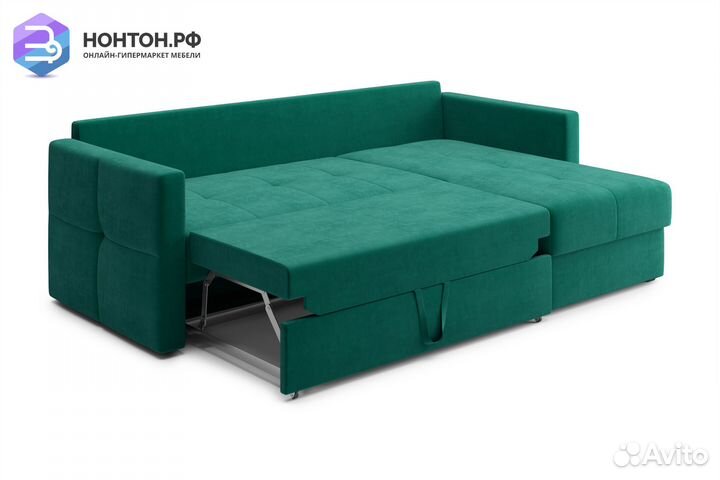 Диван угловой дельфин Вита изумрудный