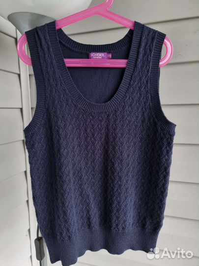 Жилетка для девочки школьная синяя 146 размер