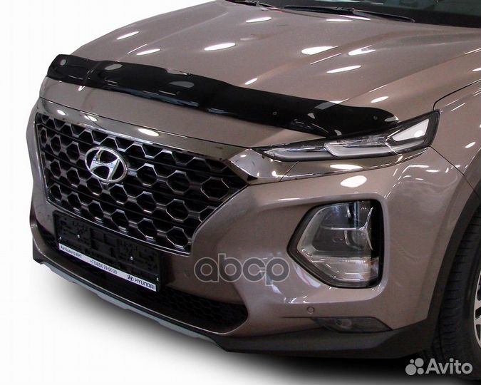 Дефлектор капота темный hyundai santa FE 2018