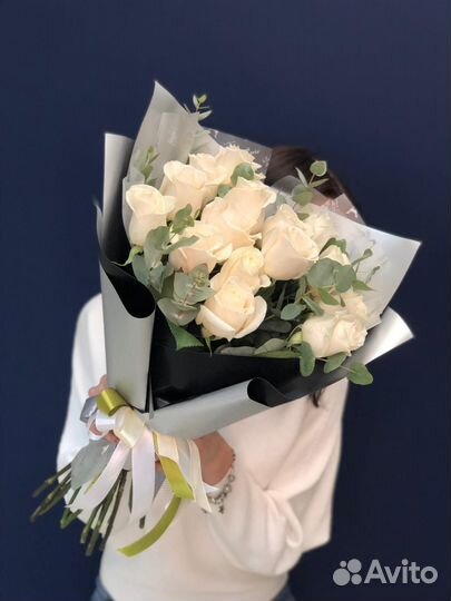 Букет 15 белых роз Цветы Кемерово