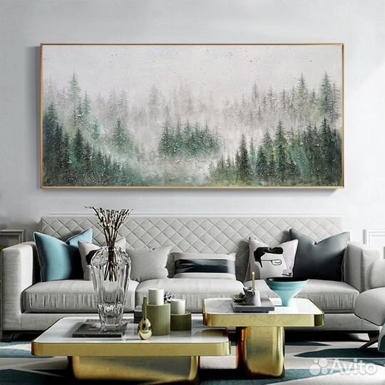 Картина маслом на холсте лес деревья