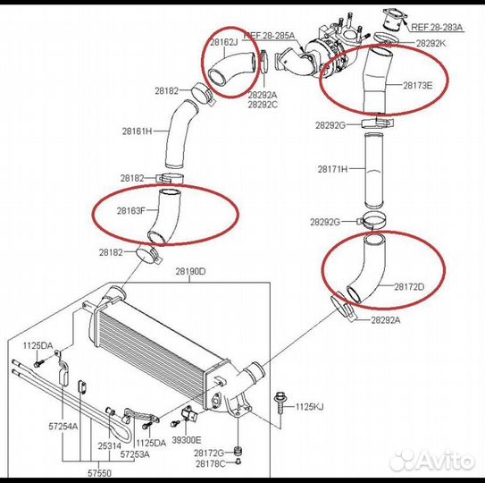Патрубок интеркулера hyundai grand starex от