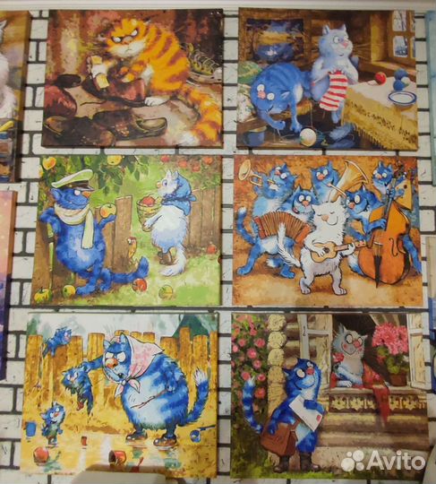 Картина по номерам раскрашенные Синие коты