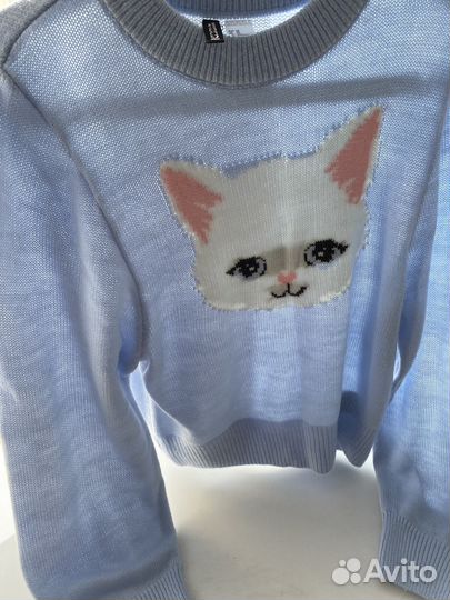 Свитер hm с белым котиком