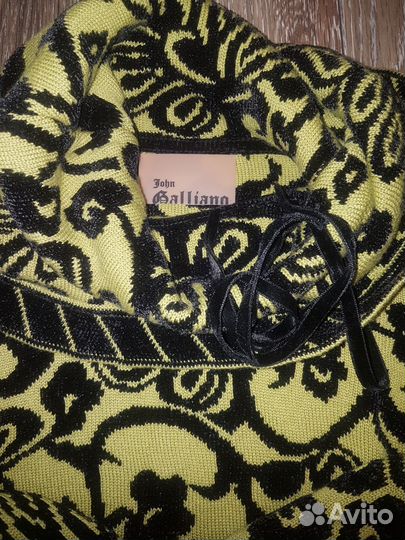 Свитер теплый John Galliano Dior Диор узор цветы