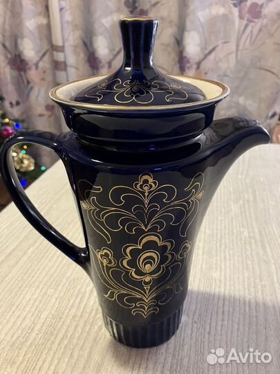 Чайник- кувшин Кобальт СССР золочение фарфор