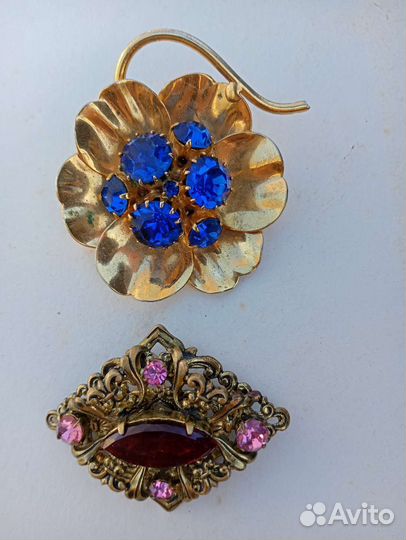 Броши Чехословакия перламутр,клипсы