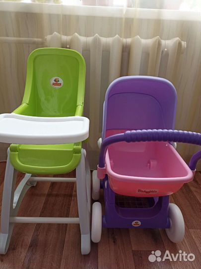 Коляска, стульчик и кроватка