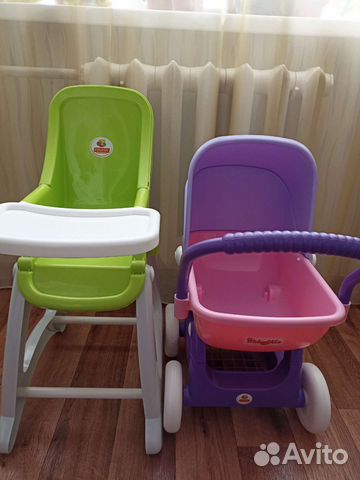 Коляска, стульчик и кроватка