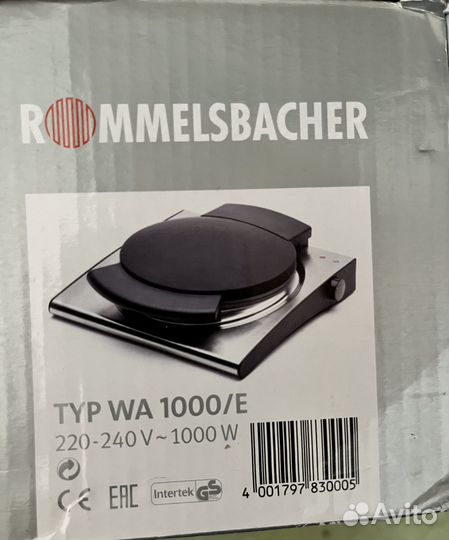 Вафельница Rommelsbacher WA 1000/E, черный