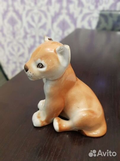 Статуэтка львенок, фарфор. СССР
