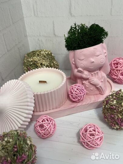 Ароматическая свеча + кашпо на подставке