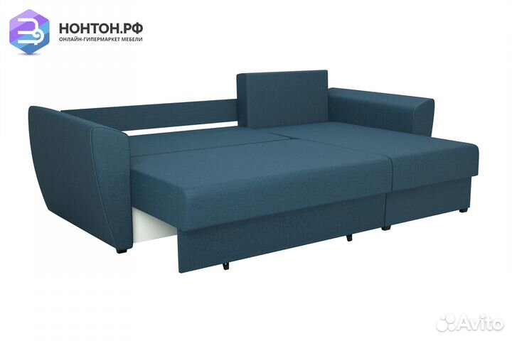 Диван угловой выкатной София синий