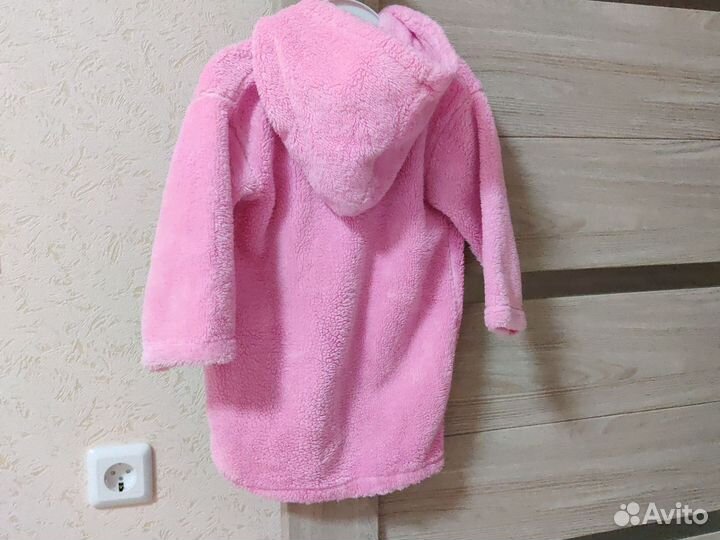 Махровый халат для девочки на молнии, 86 см